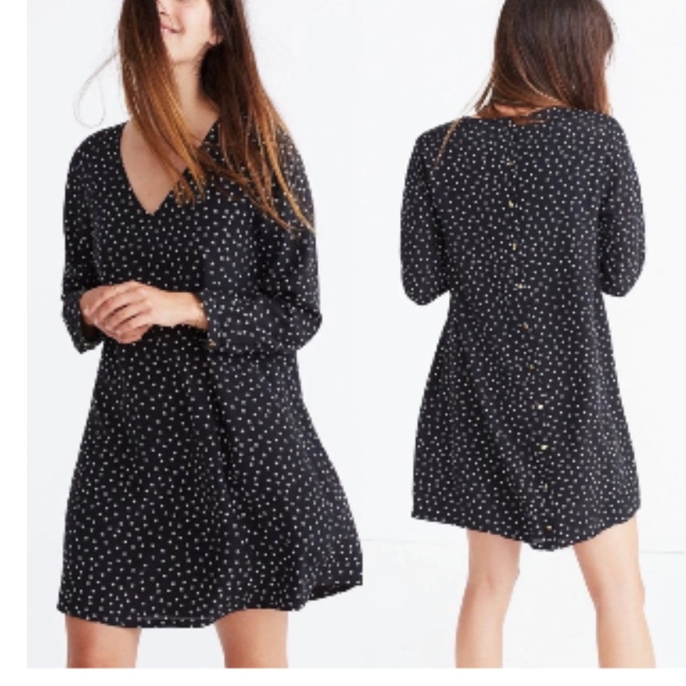 Madewell long sleeve black mini dress with stars